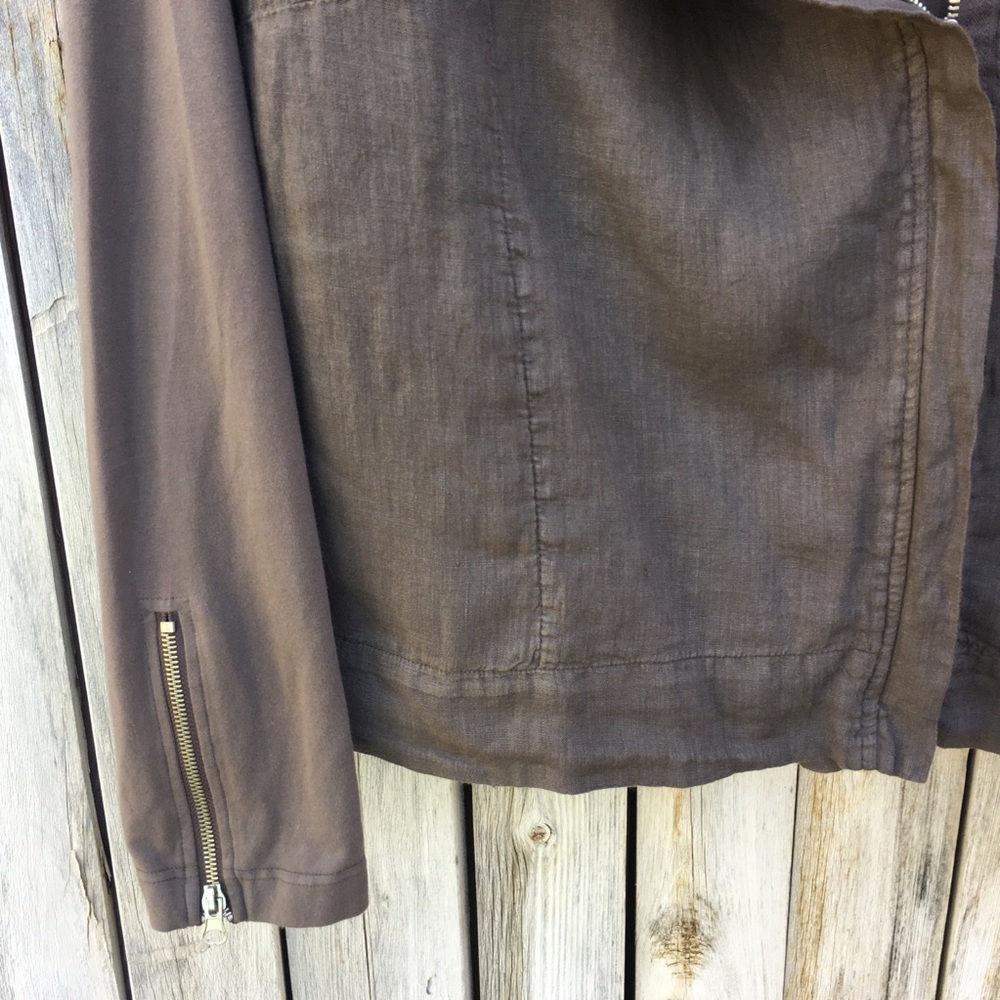 Flax Wanderlust Moto Jacket Linen Cotton Java Brown M - Picture 7 of 16